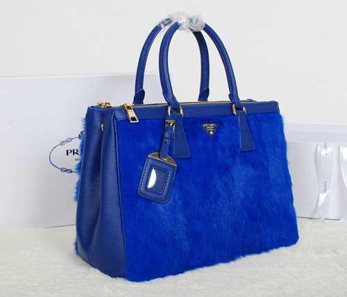 2014 Prada cony hair tote BN2274 blue on sale - Click Image to Close